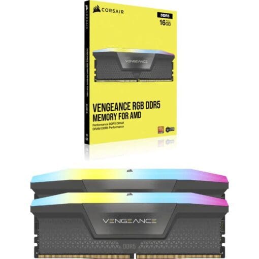 CORSAIR Vengeance RGB 32GB Memory Kit - Black, 32GB (2x16GB) DDR5, 5200MHz, CL40 (CMH32GX5M2B5200C40)
