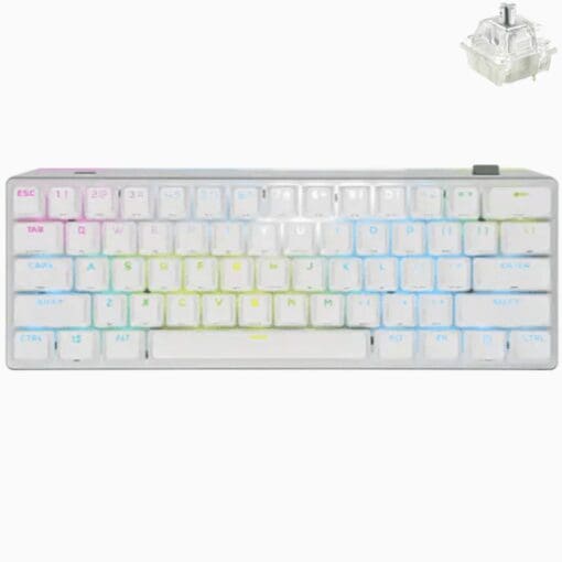 CORSAIR K70 Pro Mini Wireless Gaming Keyboard - White - Hot Swappable, RGB, 60% layout