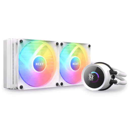 NZXT Kraken 240 RGB White AIO Liquid CPU Cooler - LCD Display, 240mm radiator, 2x F120 RGB Core Fan