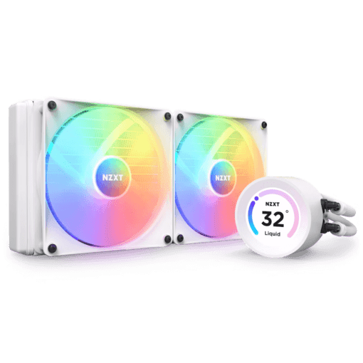 NZXT Kraken Elite 280 RGB White (2023) AIO Liquid CPU Cooler - 2,36" LCD Display, 280mm radiator, 2x F140 RGB Core Fans