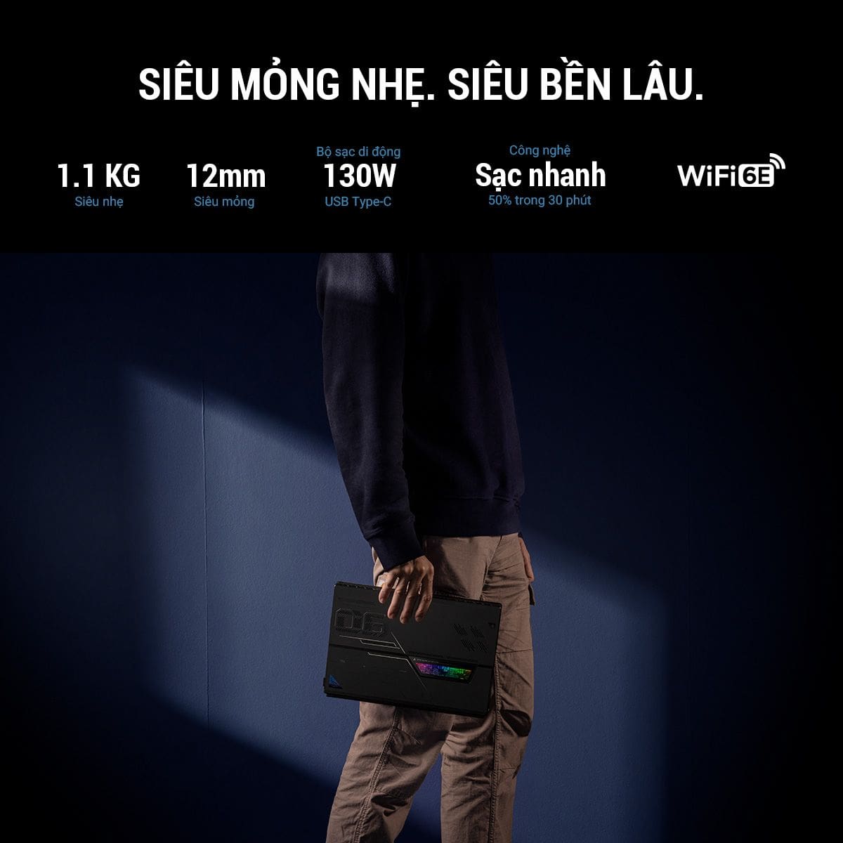 ASUS ROG Flow Z13 (2023) (GZ301VU-MU301W) Touchscreen Gaming Laptop - i9-13900H, 16GB LPDDR5, RTX 4050 6G, 1TB PCIe, 13.4 inch WQXGA IPS 165Hz Touch, 100% DCI-P3, 500nits, Windows 11 Home 53 07 1