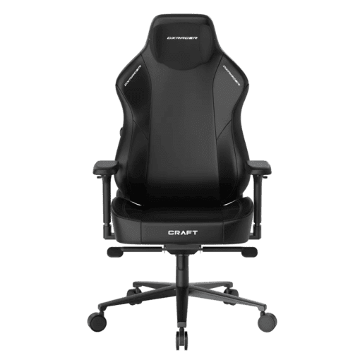 DXRacer Craft-F-NEO Leatherette-Black-Regular/L (GC/LCF23LTA/N) Gaming Chair - 4D Armrest, 135-Degree Recline, Cooling Gel Foam Pillow, Pull-Out Footrest