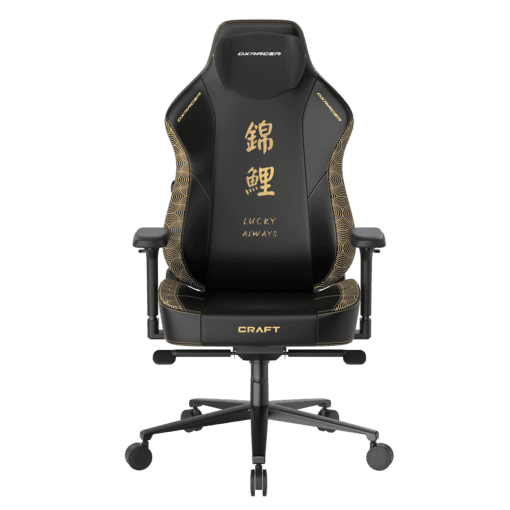 DXRacer Craft Pro Koi Fish Black (GC/LCF23LTA/KOI) Special Edition Gaming Chair - 4D Armrest, 135-Degree Recline, Cooling Gel Foam Pillow, Pull-Out Footrest