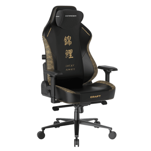 DXRacer Craft Pro Koi Fish Black (GC/LCF23LTA/KOI) Special Edition Gaming Chair - 4D Armrest, 135-Degree Recline, Cooling Gel Foam Pillow, Pull-Out Footrest