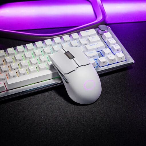 Cooler Master MM712 Lightweight Wireless White Gaming Mouse - 59g, 19000 dpi, RGB, PixArt Optical Sensor, Pure PTFE Mouse Feet