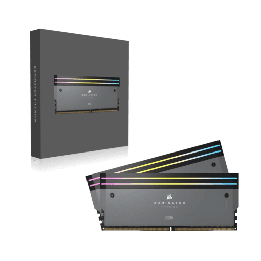 CORSAIR Dominator Titanium RGB Grey 64GB (AMD Expo) Memory Kit - Grey, 64GB (2x32GB) 6000MHz CL30 (CMP64GX5M2B6000Z30)
