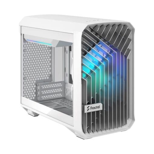 Fractal Design Torrent Nano RGB White TG Clear Tint mITX Airflow Mini Tower PC Gaming Case - Clear Tint Tempered Glass Side Panels