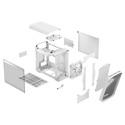 Fractal Design Torrent Nano RGB White TG Clear Tint mITX Airflow Mini Tower PC Gaming Case - Clear Tint Tempered Glass Side Panels