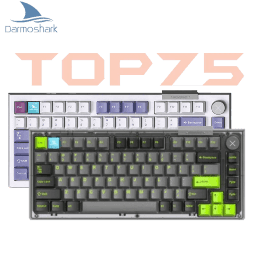 Darmoshark TOP75 Trio-mode Wireless Gaming Mechanical Keyboard - 75%, All key hot-plugging, TTC Shark Switch, Dynamic RGB Lighting, Custom Knob, TFT Custom Screen