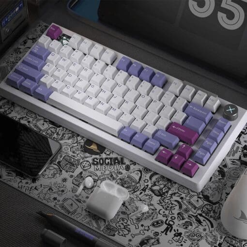 Darmoshark TOP75 Trio-mode Wireless Gaming Mechanical Keyboard - 75%, All key hot-plugging, TTC Shark Switch, Dynamic RGB Lighting, Custom Knob, TFT Custom Screen