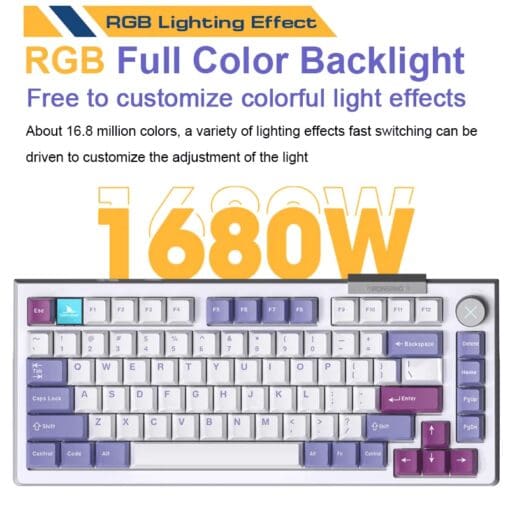 Darmoshark TOP75 Trio-mode Wireless Gaming Mechanical Keyboard - 75%, All key hot-plugging, TTC Shark Switch, Dynamic RGB Lighting, Custom Knob, TFT Custom Screen