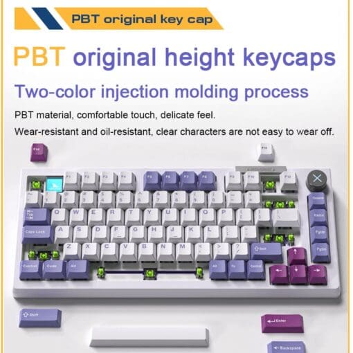 Darmoshark TOP75 Trio-mode Wireless Gaming Mechanical Keyboard - 75%, All key hot-plugging, TTC Shark Switch, Dynamic RGB Lighting, Custom Knob, TFT Custom Screen