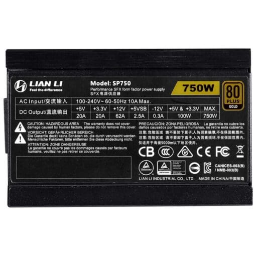 Lian Li SP750 SFX Black PSU - 750W, Full Modular, 80 Plus Gold