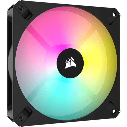 CORSAIR iCUE AR120 Digital RGB Single Pack Black Fan (CO-9050166-WW) - 1x iCUE to ARGB Adapter Cable included, 1x120mm 1850RPM Static Pressure RGB Fan