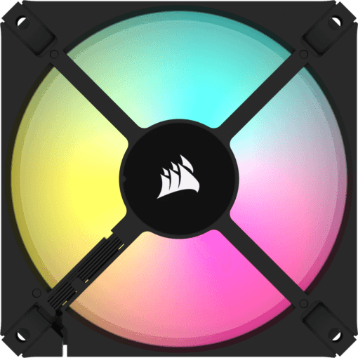 CORSAIR iCUE AR120 Digital RGB Single Pack Black Fan (CO-9050166-WW) - 1x iCUE to ARGB Adapter Cable included, 1x120mm 1850RPM Static Pressure RGB Fan