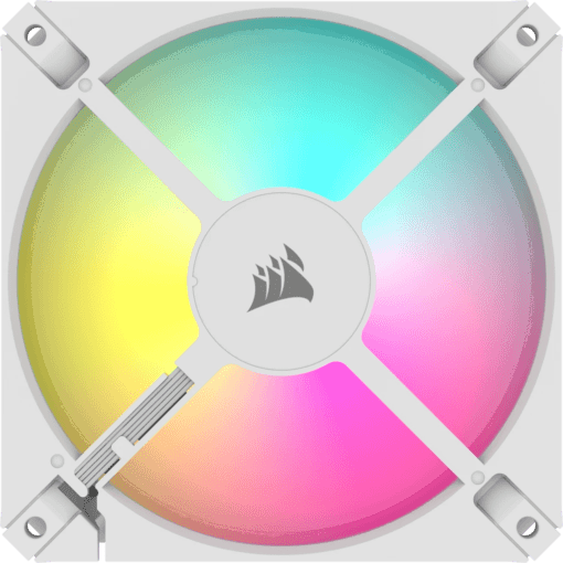 CORSAIR iCUE AR120 Digital RGB Single Pack White Fan (CO-9050168-WW) - 1x iCUE to ARGB Adapter Cable included, 1x120mm 1850RPM Static Pressure RGB Fan