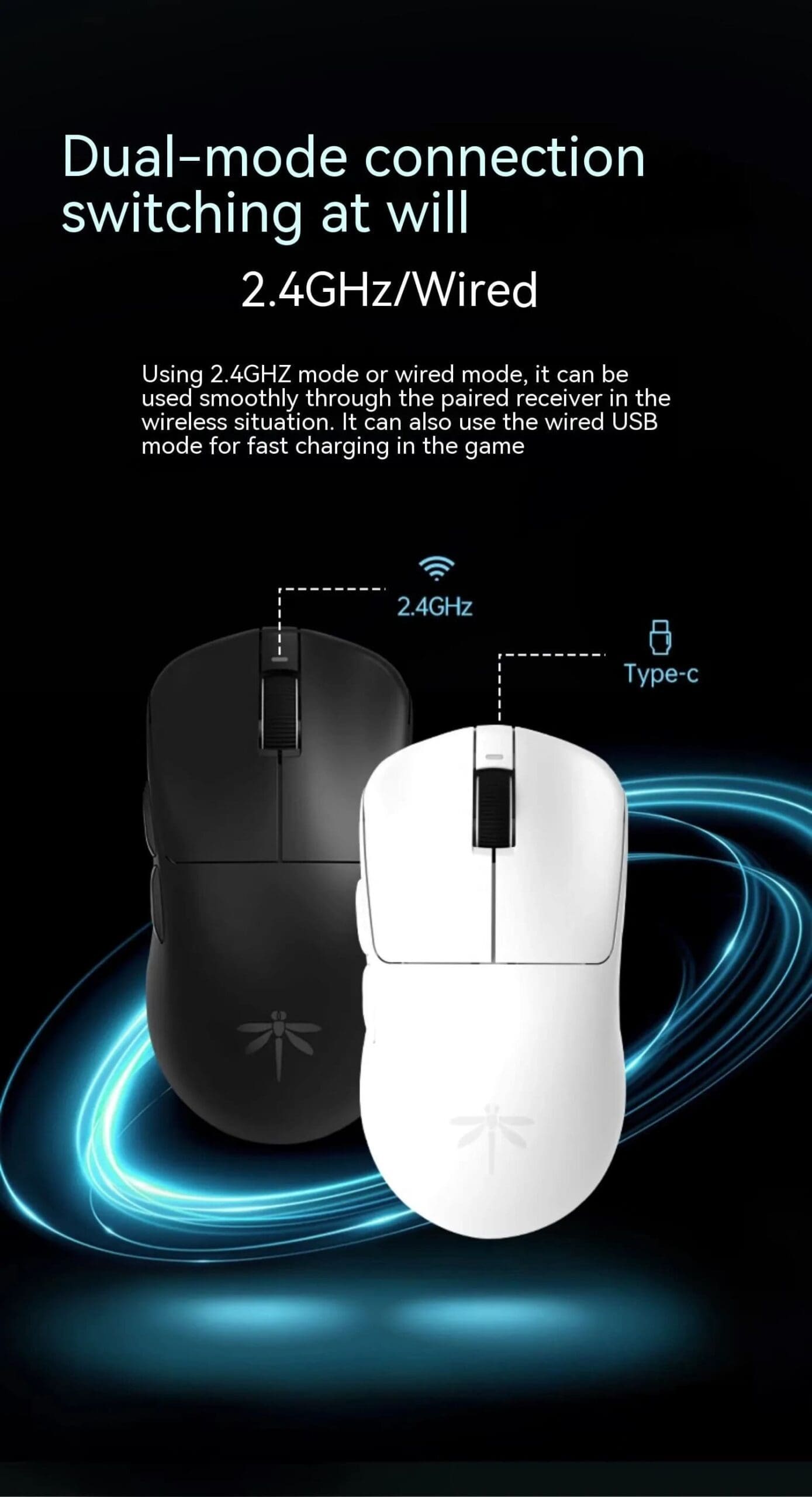 VGN Dragonfly F1 Moba Gaming Mouse - Lightweight 55g, 3 modes, PAW3395, Huano mouse wheel, Smart Speed, 4000Hz Polling rate 50 VGN Dragon Fly page mobile 13 scaled