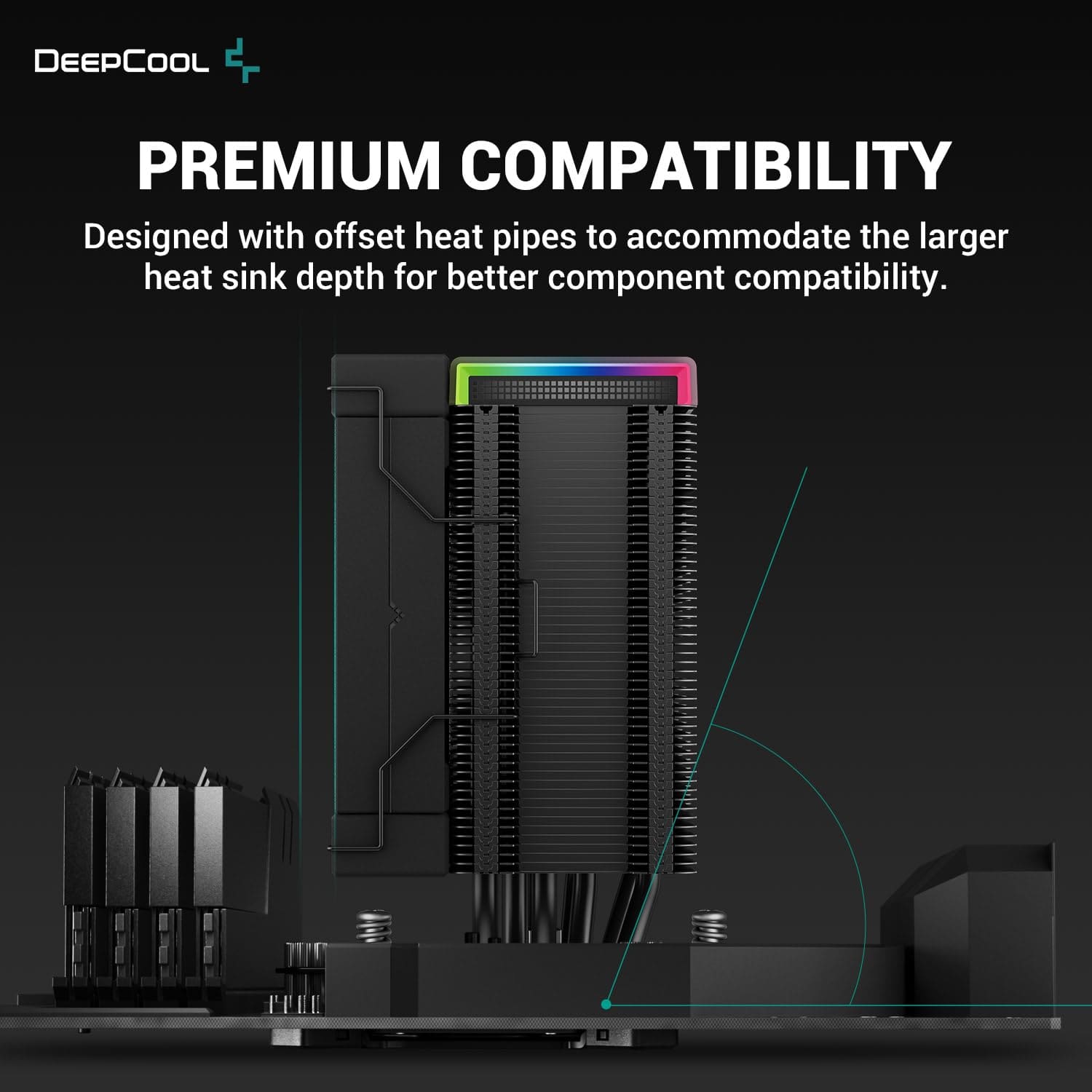 DEEPCOOL AK500S DIGITAL Black CPU Air Cooler - Single Tower, Real-Time CPU Status Screen, 5 Offset Copper Heat Pipes, All Black Design 32 DeepCool AK500S Digital Display CPU Cooler page mb 4
