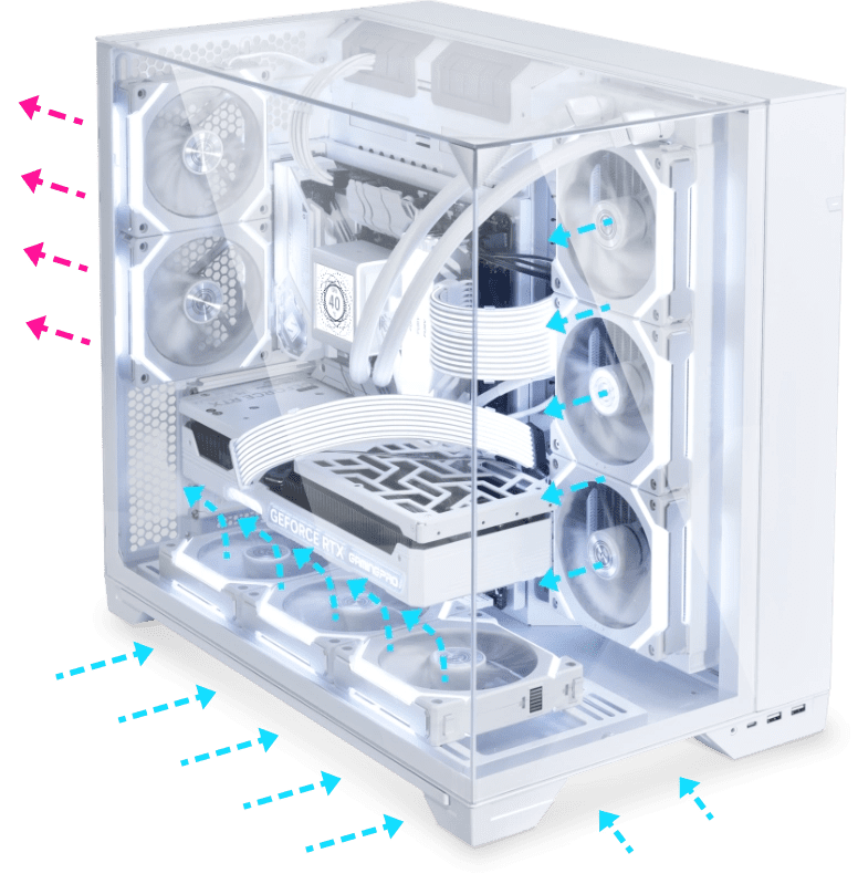 Lian Li O11 Vision Chrome Case - Aluminum, Steel, Tempered Glass ATX Mid Tower 45 O11 Vision 09