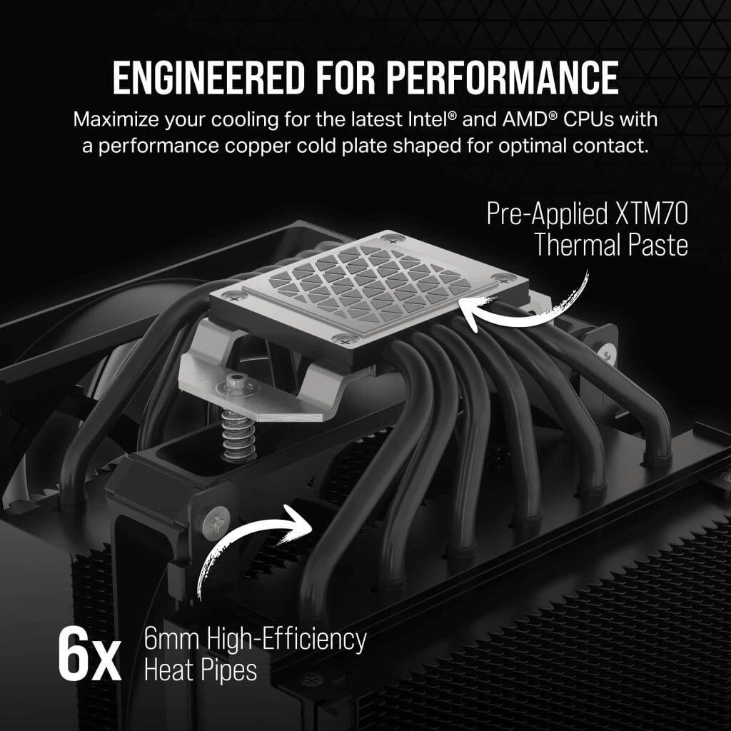 CORSAIR A115 Twin Tower CPU Air Cooler - 2x 140mm AF140 ELITE fans, 6 heatpipes 36 A115 AIR COOLER 03