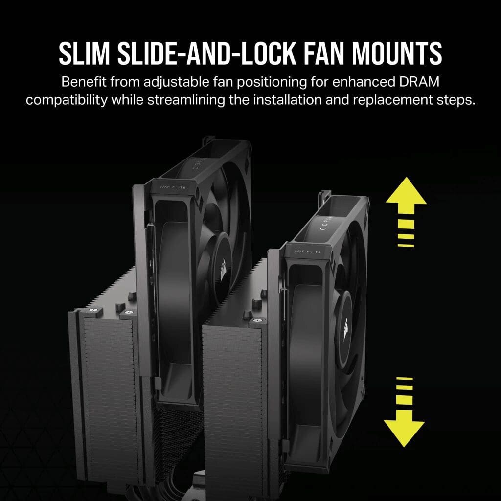 CORSAIR A115 Twin Tower CPU Air Cooler - 2x 140mm AF140 ELITE fans, 6 heatpipes 37 A115 AIR COOLER 04