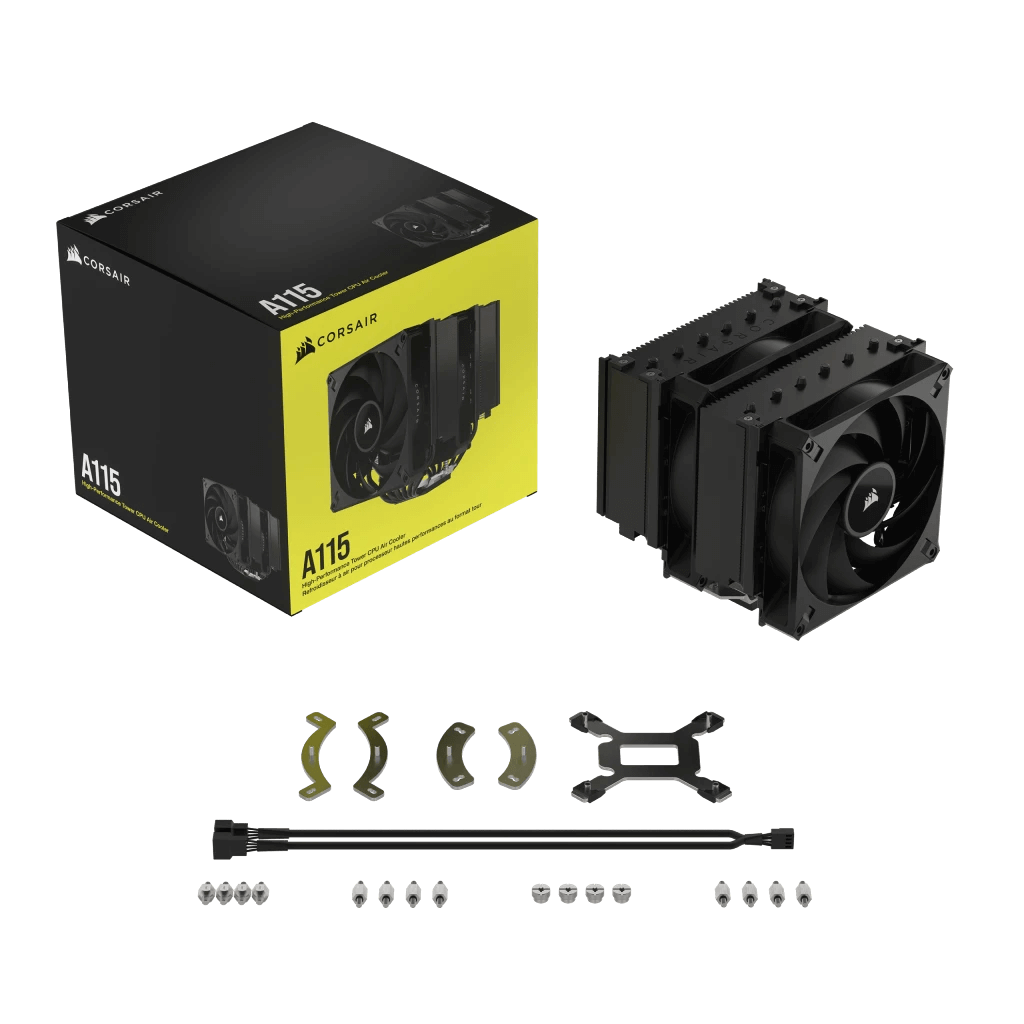 CORSAIR A115 Twin Tower CPU Air Cooler - 2x 140mm AF140 ELITE fans, 6 heatpipes 40 A115 AIR COOLER 07