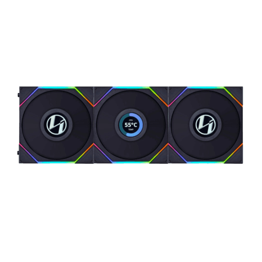 Lian Li UNI FAN TL LCD 120 Triple Black Fan (12TLLCD3B) - 3x 120mm fans, 1x UNI FAN Controller Cable (P-7P)