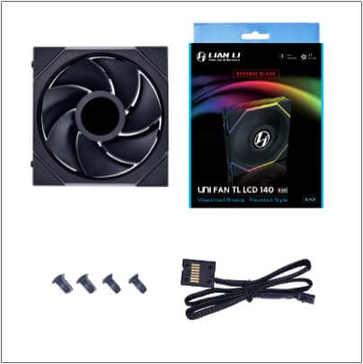 Lian Li UNI FAN TL LCD 140 Single Black Fan (14TLLCD1B) - 1x 140mm fans 72 lcd 12