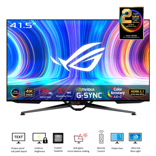 ASUS ROG Swift OLED PG42UQ OLED Gaming Monitor - 42 inch 4K (5120 x 1440), 138Hz (overclocked), 0.1 ms (GTG), G-SYNC® compatible. 98% DCI-P3, true 10-bit, HDMI® 2.1, Remote Control