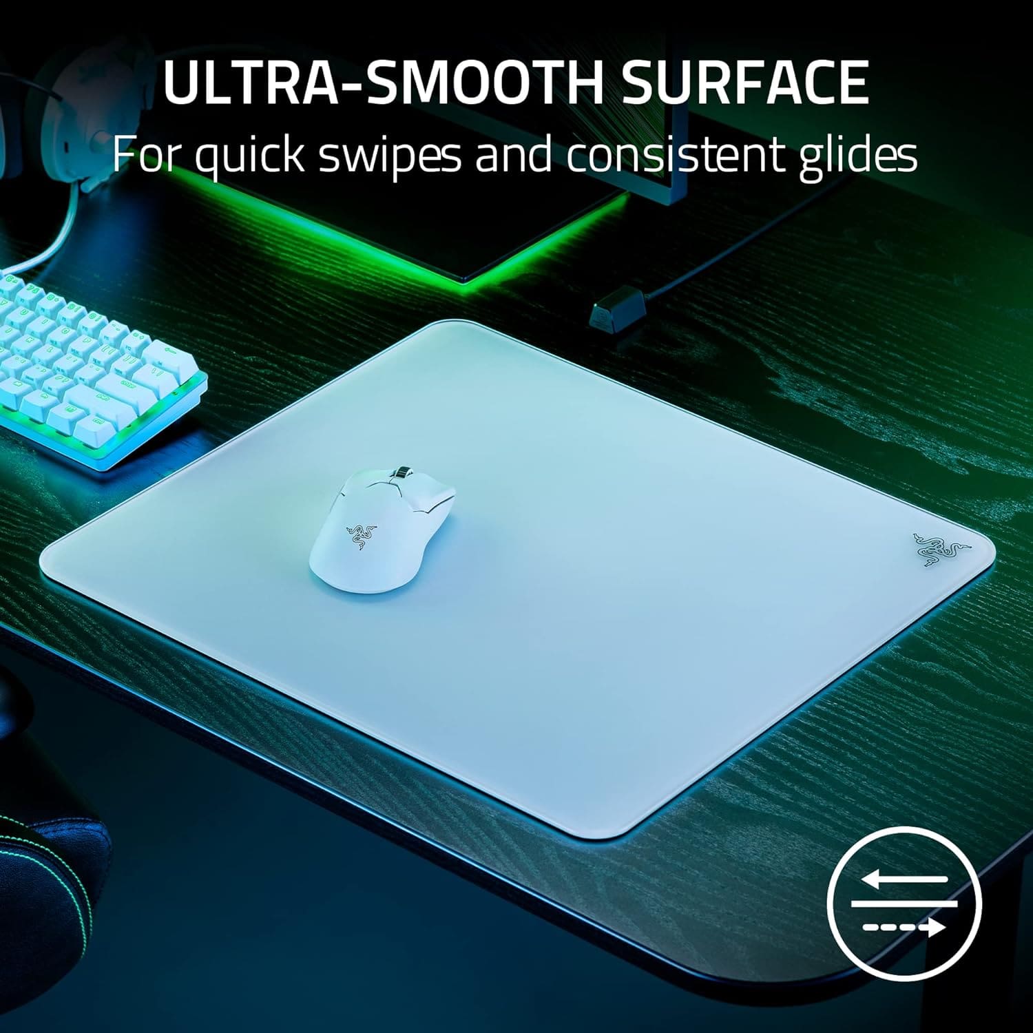 Razer Atlas Tempered Glass Gaming Mouse Mat - Black (450 x 400 x 5 mm) 34 Razer Atlas White page mb 2