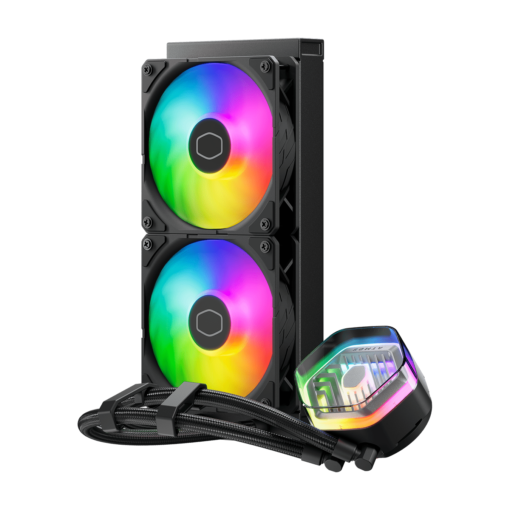 Cooler Master MASTERLIQUID 240 ATMOS ARGB Close-Loop AIO Liquid Cooling - Black, Customize Pump, Sickleflow Edge PWM Fans, 240mm Radiator, CryoFuze Cooling