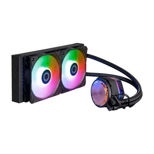 Cooler Master MASTERLIQUID 240 ATMOS ARGB Close-Loop AIO Liquid Cooling - Black, Customize Pump, Sickleflow Edge PWM Fans, 240mm Radiator, CryoFuze Cooling