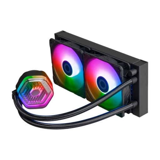 Cooler Master MASTERLIQUID 240 ATMOS ARGB Close-Loop AIO Liquid Cooling - Black, Customize Pump, Sickleflow Edge PWM Fans, 240mm Radiator, CryoFuze Cooling