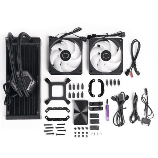 Cooler Master MASTERLIQUID 240 ATMOS ARGB Close-Loop AIO Liquid Cooling - Black, Customize Pump, Sickleflow Edge PWM Fans, 240mm Radiator, CryoFuze Cooling