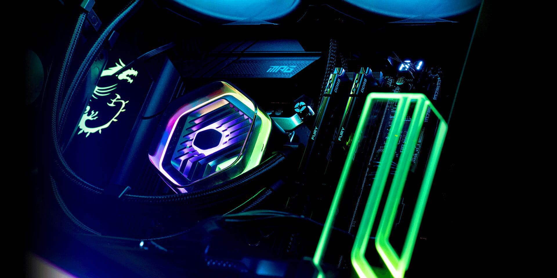 Cooler Master MASTERLIQUID 240 ATMOS ARGB Close-Loop AIO Liquid Cooling - Black, Customize Pump, Sickleflow Edge PWM Fans, 240mm Radiator, CryoFuze Cooling 18 ml 240 atmos block1 bg1 0220