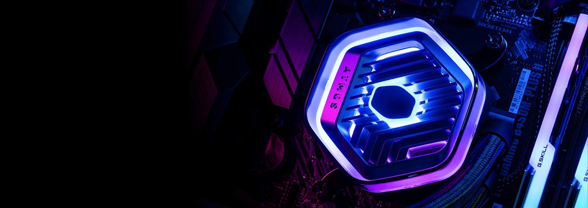 Cooler Master MASTERLIQUID 360 ATMOS ARGB Close-Loop AIO Liquid Cooling - Black, Customize Pump, Sickleflow Edge PWM Fans, 240mm Radiator, CryoFuze Cooling 35 ml 240 atmos block3 bg1 bannerdesktop