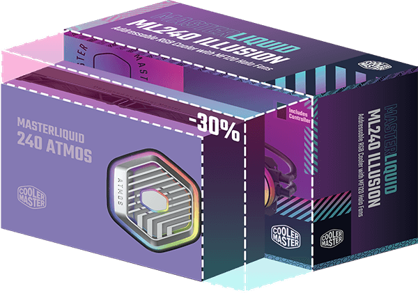 Cooler Master MASTERLIQUID 240 ATMOS ARGB Close-Loop AIO Liquid Cooling - Black, Customize Pump, Sickleflow Edge PWM Fans, 240mm Radiator, CryoFuze Cooling 48 ml 240 atmos block9 img1