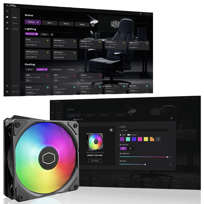 Cooler Master MASTERLIQUID 360 ATMOS ARGB Close-Loop AIO Liquid Cooling - Black, Customize Pump, Sickleflow Edge PWM Fans, 240mm Radiator, CryoFuze Cooling 71 ml atmos block10 img1