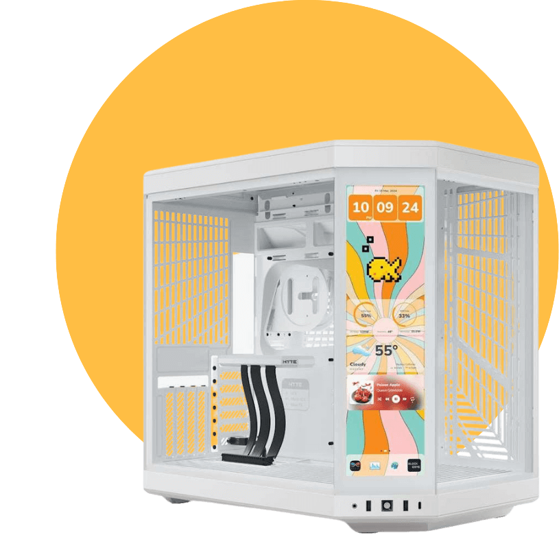 Hyte Y70 Touch Infinite Snow White Modern Aesthetic Case - White/White Mid-Tower ATX size 14 y70 ti white white 1