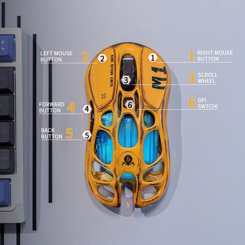 GravaStar Mercury M1 Pro Battle Worn Edition Wireless Gaming Mouse - Yellow 27 7 51b6a64d 6549 4c9a 8e07 a0f25c67849a