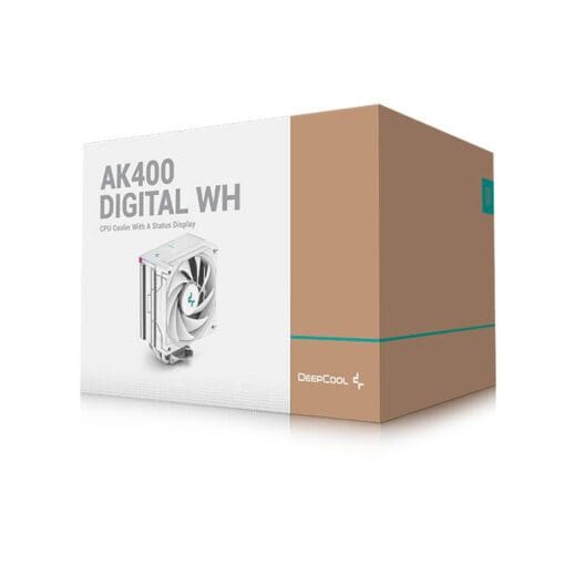 Deepcool AK400 DIGITAL WH CPU Air Cooler - White, 4 heatpipes, ARGB LED strips, 1x 120mm FK120 PWM fan, Intel LGA 1700/AMD AM5 Support