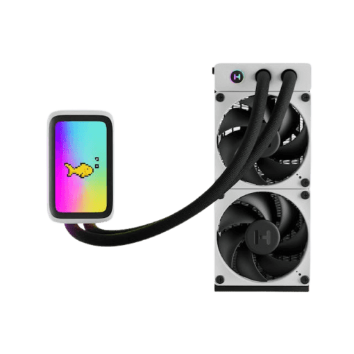 HYTE THICC Q60 Digital LCD Liquid CPU Cooler - White, Dual Pump, 240x52mm Radiator, 5 inch Ultraslim HD-Display 42 Pixel qRGB LEDs