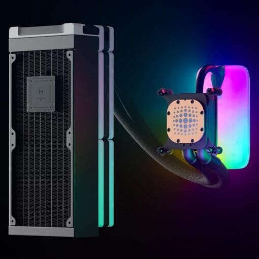 HYTE THICC Q60 Digital LCD Liquid CPU Cooler - White, Dual Pump, 240x52mm Radiator, 5 inch Ultraslim HD-Display 42 Pixel qRGB LEDs