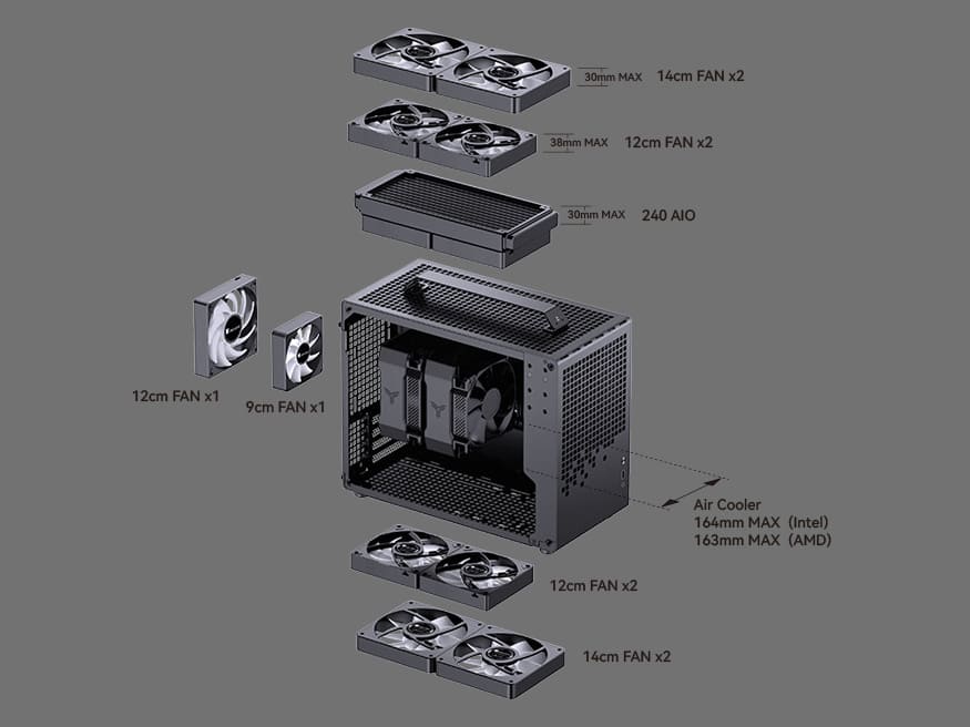 Jonsbo Z20 Black Mini Case - Micro-ATX, Detachable Carrying handle, support 240 AIO 90 202442226781