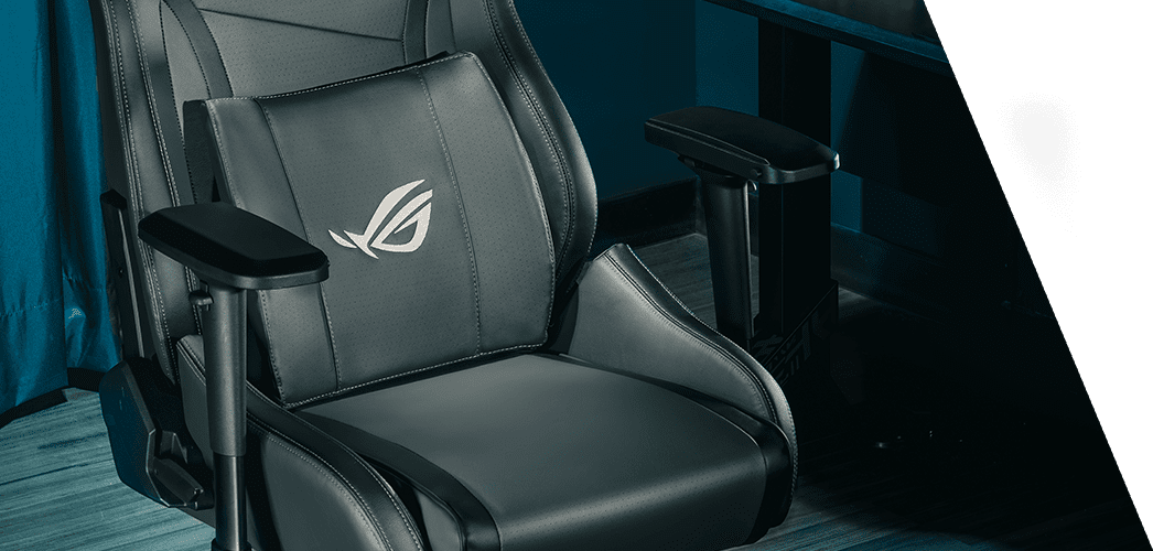 Asus ROG Chariot X Core Ergonomic Gaming Chair - Black, premium PU leather, 4D Armrest, rear hook 16 comfort left