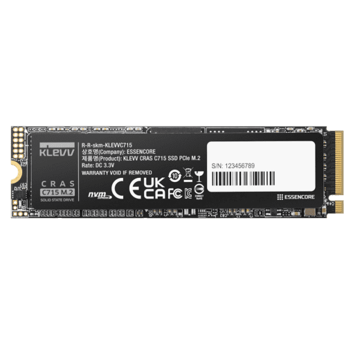 SSD KLEVV CRAS C715 512GB SSD - M.2 2280 NVMe PCIe Gen3x4, Read 3200 MB/s, Write 2000 MB/s