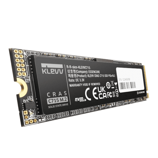 SSD KLEVV CRAS C715 512GB SSD - M.2 2280 NVMe PCIe Gen3x4, Read 3200 MB/s, Write 2000 MB/s