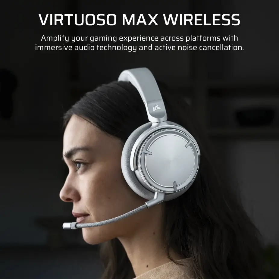 CORSAIR VIRTUOSO MAX WIRELESS Gaming Headset - Silver 40 VIRTUOSO MAX WIRELESS SLVR 02