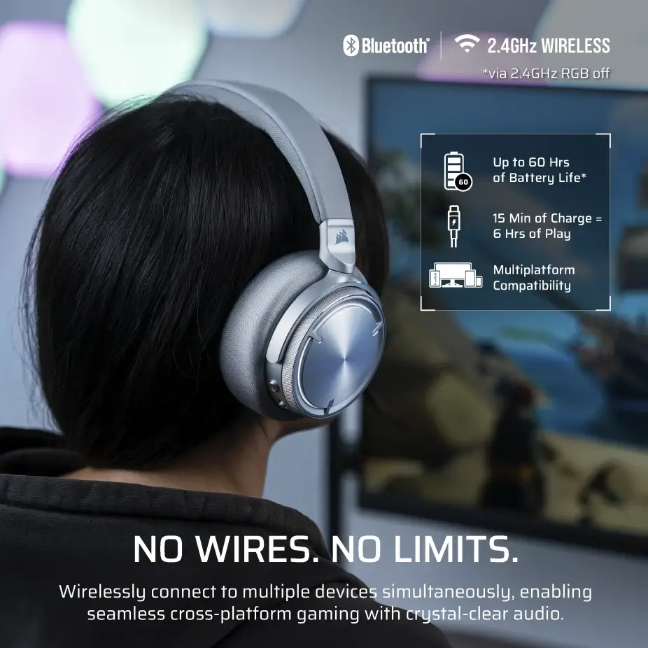 CORSAIR VIRTUOSO MAX WIRELESS Gaming Headset - Silver 44 VIRTUOSO MAX WIRELESS SLVR 06