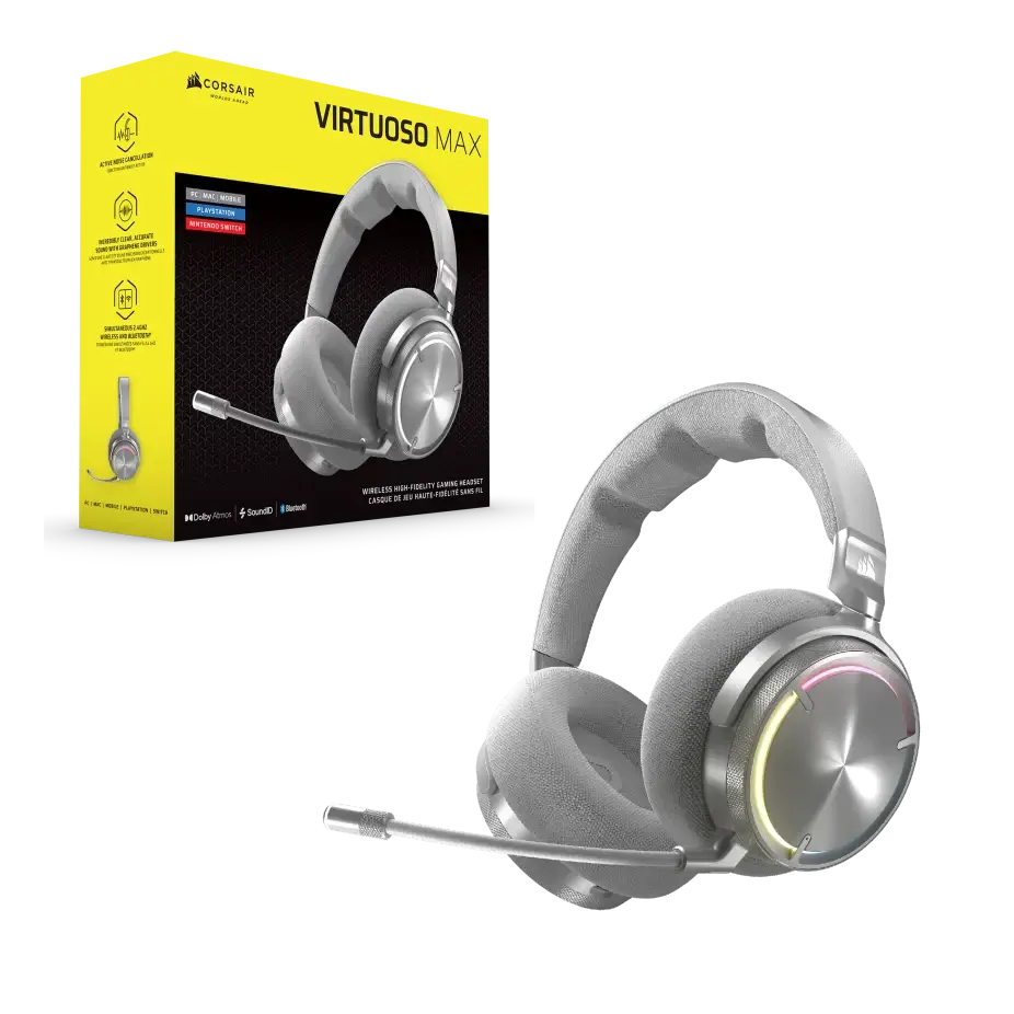 CORSAIR VIRTUOSO MAX WIRELESS Gaming Headset - Silver 47 VIRTUOSO MAX WIRELESS SLVR 09